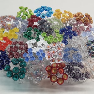 PLETHORA MIX!  Glass flower headpins ~ Miniature tiny small glass flowers on wire - flower bouquet; individually crafted lampwork