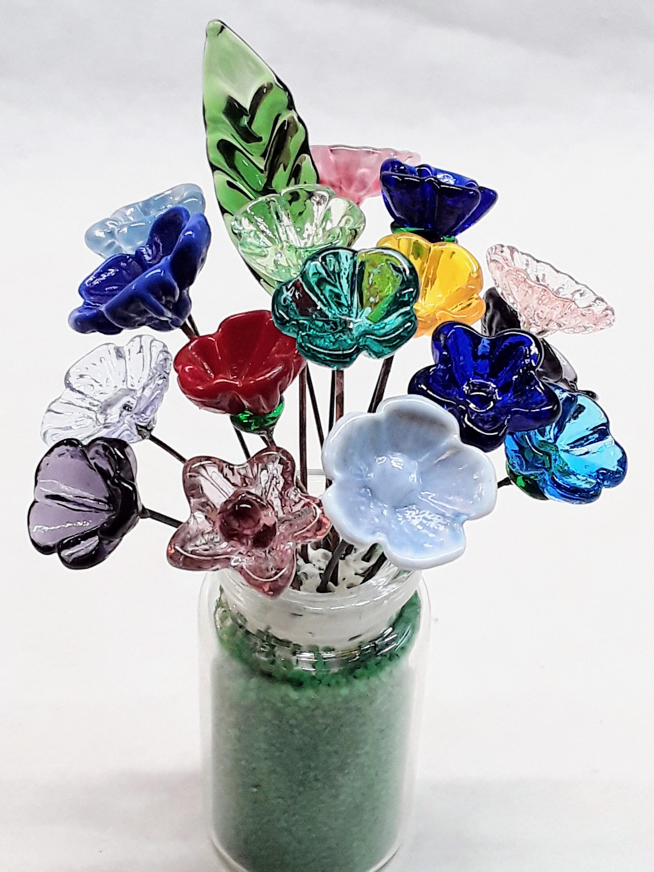 DELUXE Bouquet glass Flower/leaf Bouquet With 17 Flowers/leaf Etsy