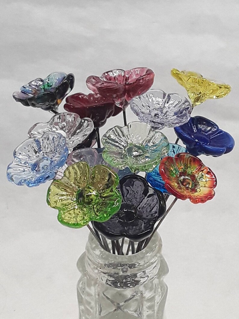 Miniature Glass 5petal Flower Headpins Tiny Small Glass Etsy