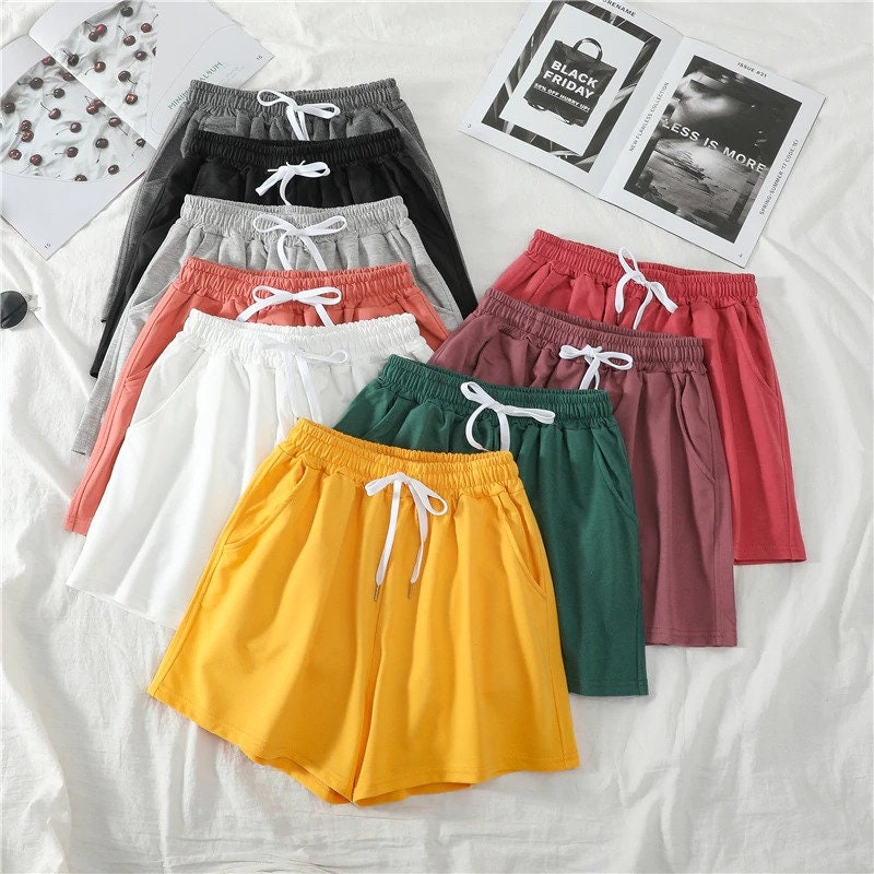 Women's Shorts Summer Casual, Solid Drawstring shorts, high waist…