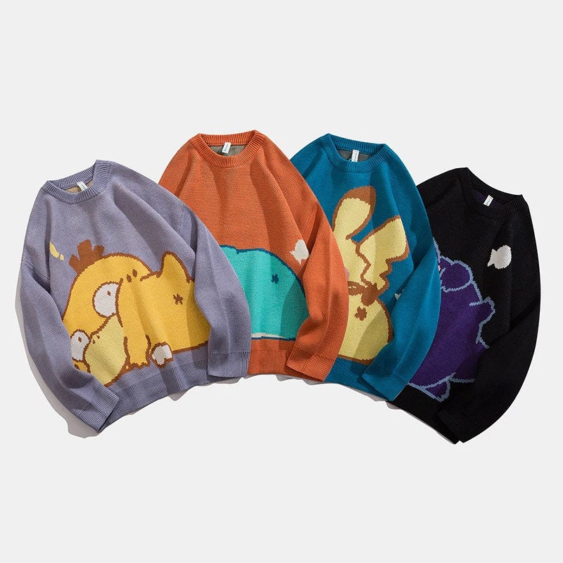 Pokémon Knitted Sweater Gengar Pikachu Psyduck Snorlax Etsy