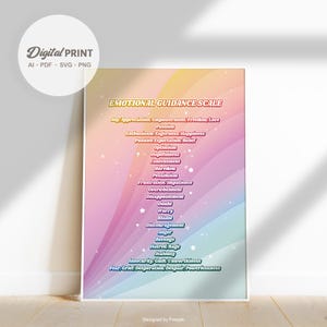 Emotional Guidance Scale Abraham Hicks,Pastel, Emotional Frequency Chart, Feelings Tracker, Vibe Check, Spiritual Art, Conscious Poster
