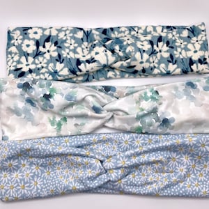 Blue Headband, Blue Floral Headband, Blue Dot Headband, Headbands, Twistknot Headbands, Blue Twistknot Headbands, Floral Headbands