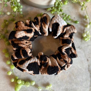 Handmade Cheetah Print Scrunchie, Soft Liverpool Fabric