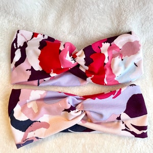 Floral twist knot headband, twist knot headband, abstract headband, stretchy headband