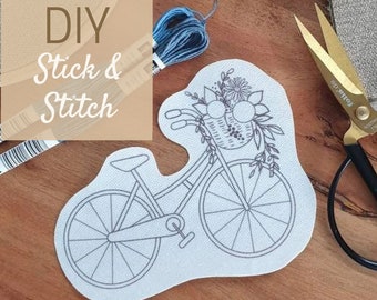 Stick and Stitch, embroidery template, embroidery, embroidery image, embroidery fleece, water-soluble, embroider, bike