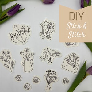 Stick and Stitch, modello di ricamo, solubile in acqua, ricamare, ricamo, fai da te, primavera, ricamo floreale, solufix, modello