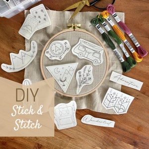 Stick and Stitch, modello da ricamo, idrosolubile, toppa, ricamo, immagine da ricamo, viaggio, vanlife, campeggio