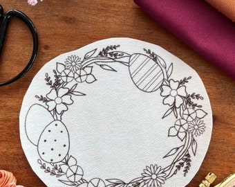 Stick and Stitch, easter, spring, spring, bunny, flower wreath, embroidery template, water-soluble, embroidery picture, embroidery, embroidery, diy, handmade