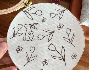 Stick and Stitch, easter, spring, spring, bunny, flower wreath, embroidery template, water-soluble, embroidery picture, embroidery, embroidery, diy, handmade