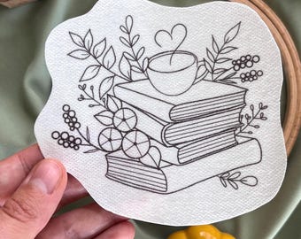 Stick and Stitch, water-soluble, solufix, maritime, embroidery picture, embroidery, patch, embroidery template, flower embroidery, booklover
