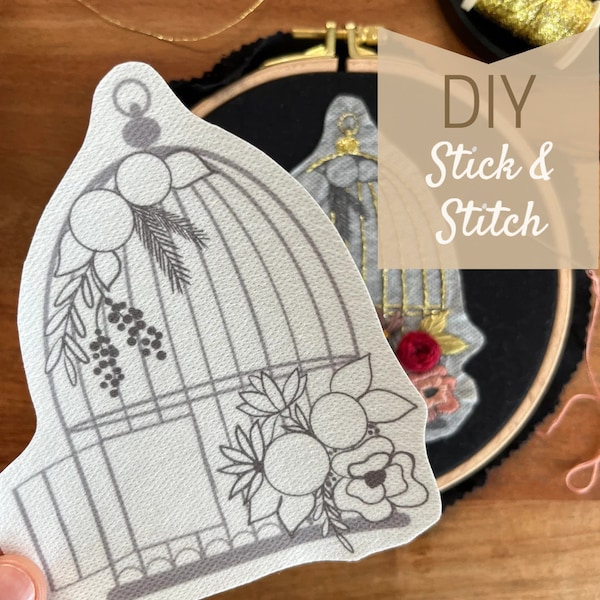 Embroidery template, Stick and Stitch, water-soluble, floral, learn to embroider, handmade, embroidery, diy