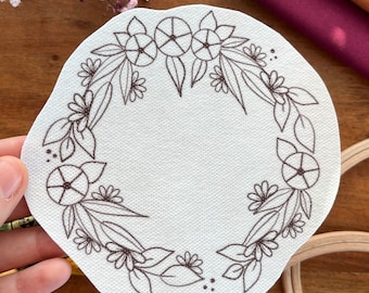 Stick and Stitch, flower wreath, spring, spring, bunny, flower wreath, embroidery template, water-soluble, embroidery picture, embroidery, embroidering, diy, handmade