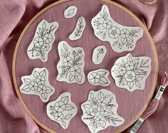 Stick and Stitch, water-soluble, roses, embroidery pattern, patches, embroider, embroidery, hoopart, diy, handmade, learn to embroider, flower embroidery,