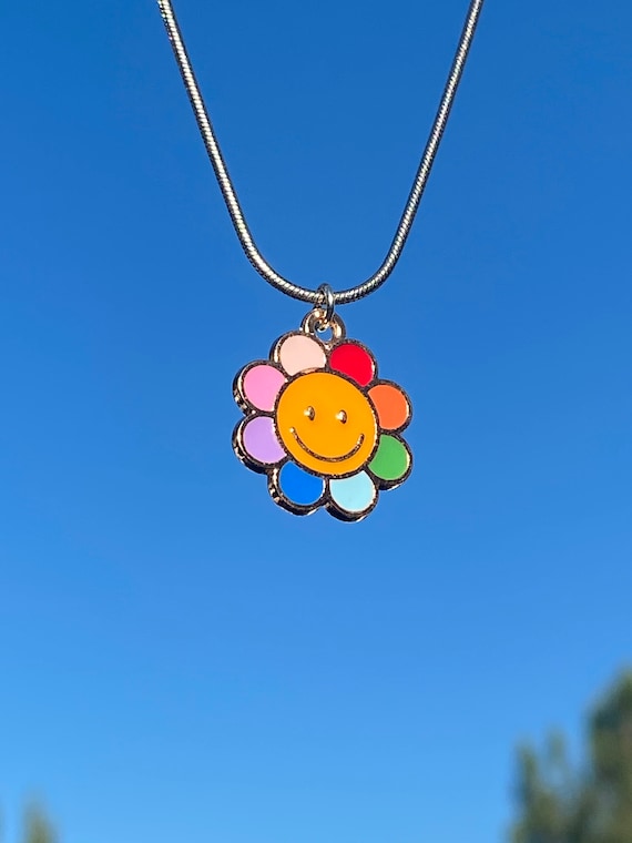 Takashi Murakami Unisex Colorful Smile Rainbow Necklace