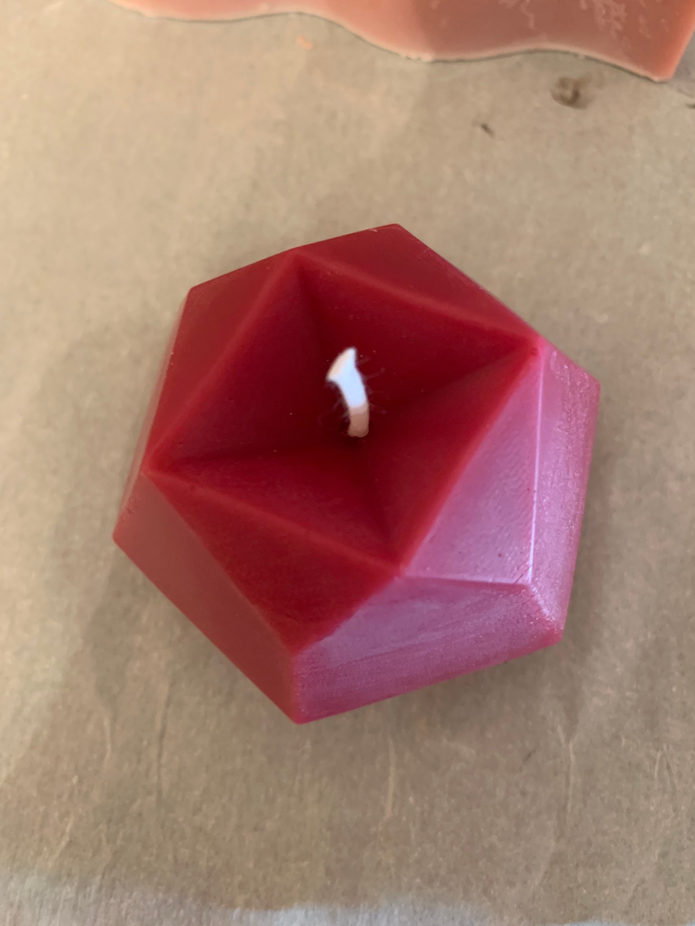 Handmade Red Berry Paraffin Wax Candle Geometric Diamond Etsy