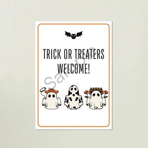 Halloween teken - Trick or Treaters Welkom - Halloween - Direct downloaden