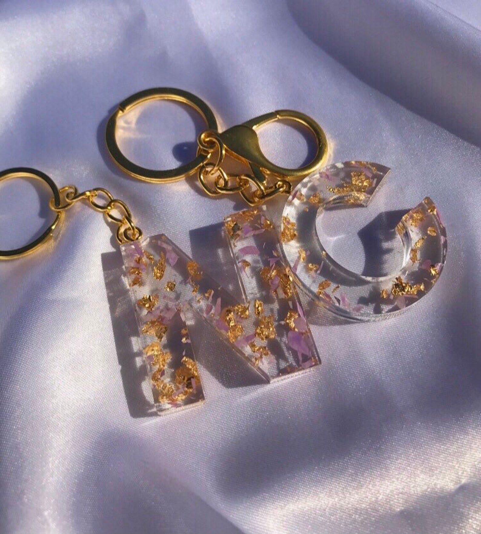 Resin initial keychain letter keyring initial keyring letter Etsy