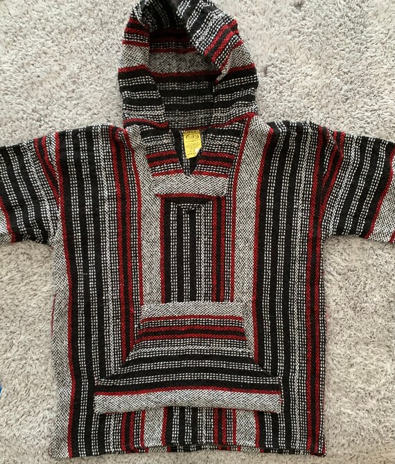 90s Vintage Surf Poncho "Drug Rug". Large. Gem