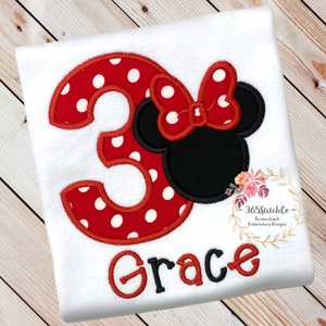 Minnie Mouse 3rd Birthday Shirt, Minnie Mouse Third Birthday Shirt, 3rd Birthday Disney Shirt, Ages/Numbers 1-9
