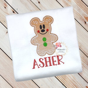 Mickey Mouse Christmas Shirt, Mickey Gingerbread Shirt, Boys Disney Christmas Shirt, Personalized Christmas Gift, Embroidered Shirt