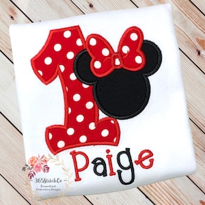 Minnie Mouse 1st Birthday Shirt, Minnie Mouse First Birthday Shirt, 1st Birthday Disney Shirt, Ages/Numbers 1-9