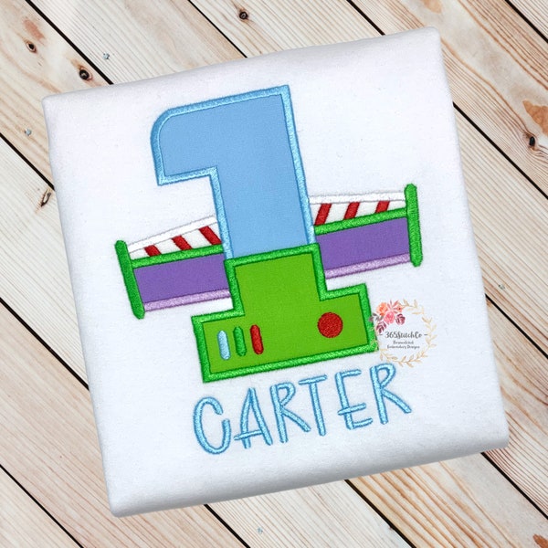 Buzz LightYear Birthday Shirt, Toy Story Birthday Shirt, Disney Birthday Shirt, Space Rocket, Embroidered Shirt, Available Ages/Numbers 1-5