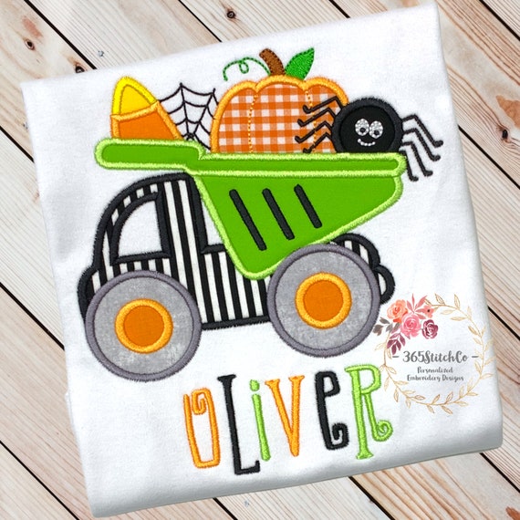 Boys Halloween Truck Shirt, Boys Pumpkin Shirt, Halloween Pumpkin Truck Shirt, Personalized Embroidered Shirt