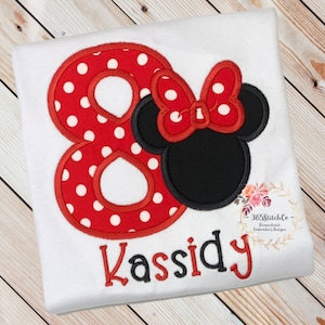 Minnie Mouse 8th Birthday Shirt, Minnie Mouse Eighth Birthday Shirt, 8th Birthday Disney Shirt, Ages/Numbers 1-9