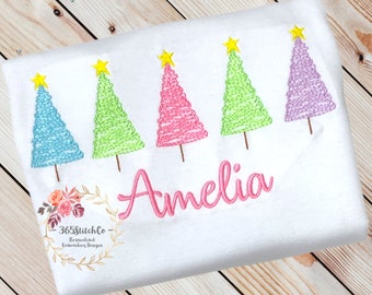 Kids Christmas Shirt, Christmas Tree Shirt, Girls Christmas Shirt, Gift for Kids, Embroidered Shirt, Custom Name