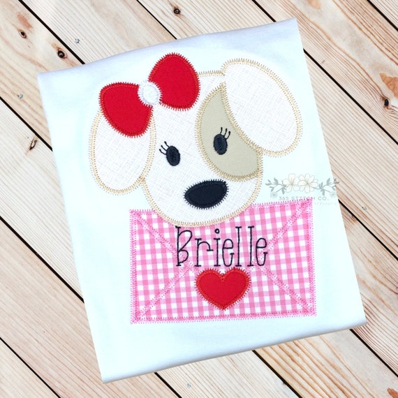 Girls Valentines Day Shirt, Valentine’s Day Dog Shirt for Girls, Valentines Puppy Shirt, Valentine’s Day Shirt for Kids, Embroidered Shirt