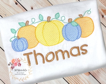 Boys Pumpkin Shirt, Pumpkin Patch Shirt, Fall Shirt for Boys, Thanksgiving Shirt, Embroidered Shirt, Personalized Handmade Gift
