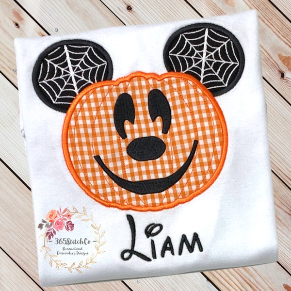 Mickey Halloween Shirt, Mickey Mouse Pumpkin, Boys Halloween Shirt, Boys Pumpkin Shirt, Personalized Embroidered Shirt