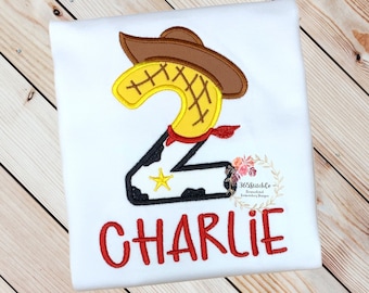 Woody Birthday Shirt, Toy Story Birthday Shirt, Disney Birthday Shirt, Cowboy Birthday Shirt, Embroidered Shirt, Available Ages/Numbers 1-5