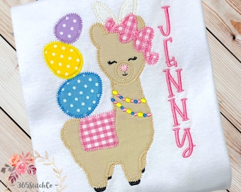 Girls Easter Shirt, Easter Llama Shirt, Kids Easter Egg Shirt, Toddler Easter Shirt, Embroidered Shirt for Easter, Personalized Custom Name