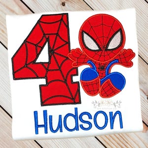 Spiderman Birthday Shirt, Superhero Birthday Shirt, Personalized Kids Spidey Birthday Shirt, Embroidered Custom Name, Ages 1-9