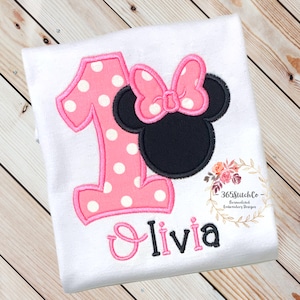 Minnie Mouse 1st Birthday Shirt, Light Pink, Minnie Mouse First Birthday Shirt, 1st Birthday Disney Shirt, Ages/Numbers 1-9