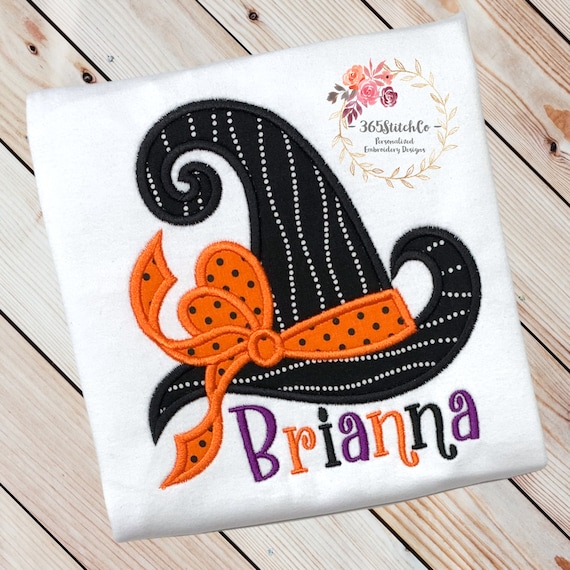 Girls Halloween Shirt, Witch Hat Shirt, Kids Halloween Shirt, Personalized Embroidered Shirt