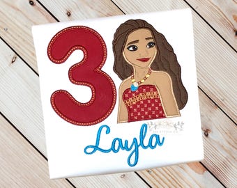 Moana Birthday Shirt, Hawaiian Princess Birthday Party, Disney Moana Personalized Birthday Shirt, Custom Monogram Name, Embroidered Shirt