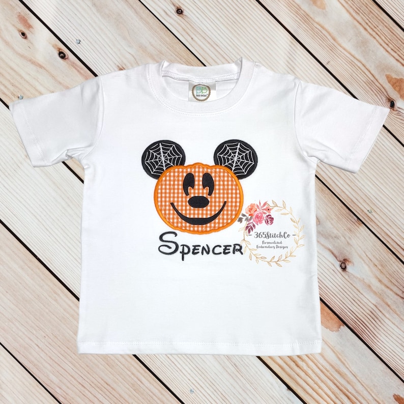 Mickey Halloween Shirt, Mickey Mouse Pumpkin, Boys Halloween Shirt, Boys Pumpkin Shirt, Personalized Embroidered Shirt Bild 5