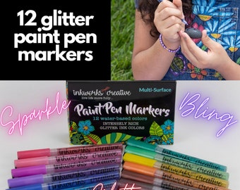 Meilleurs cadeaux - Stylos à peinture GLITTER - Ensemble de 12 marqueurs