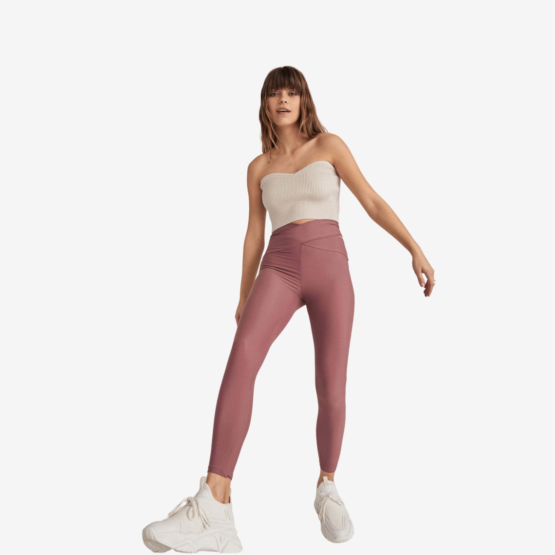 Rose Yoga Pants Rose Leggings with Belt Detail Athletic Etsy