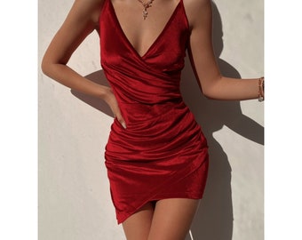dark red mini dress