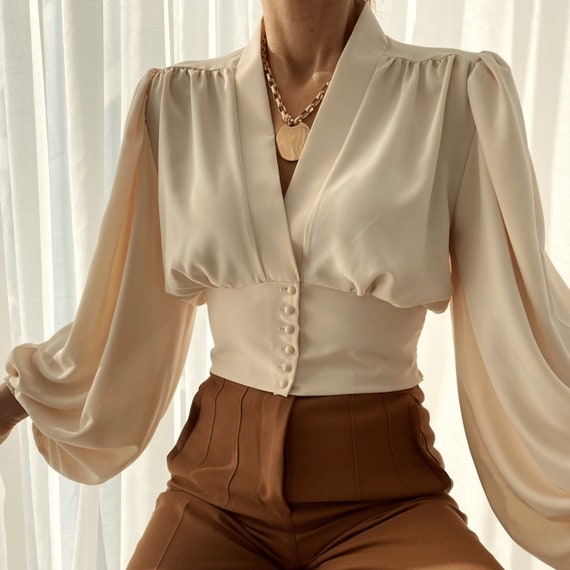 Puff sleeve cream top sales