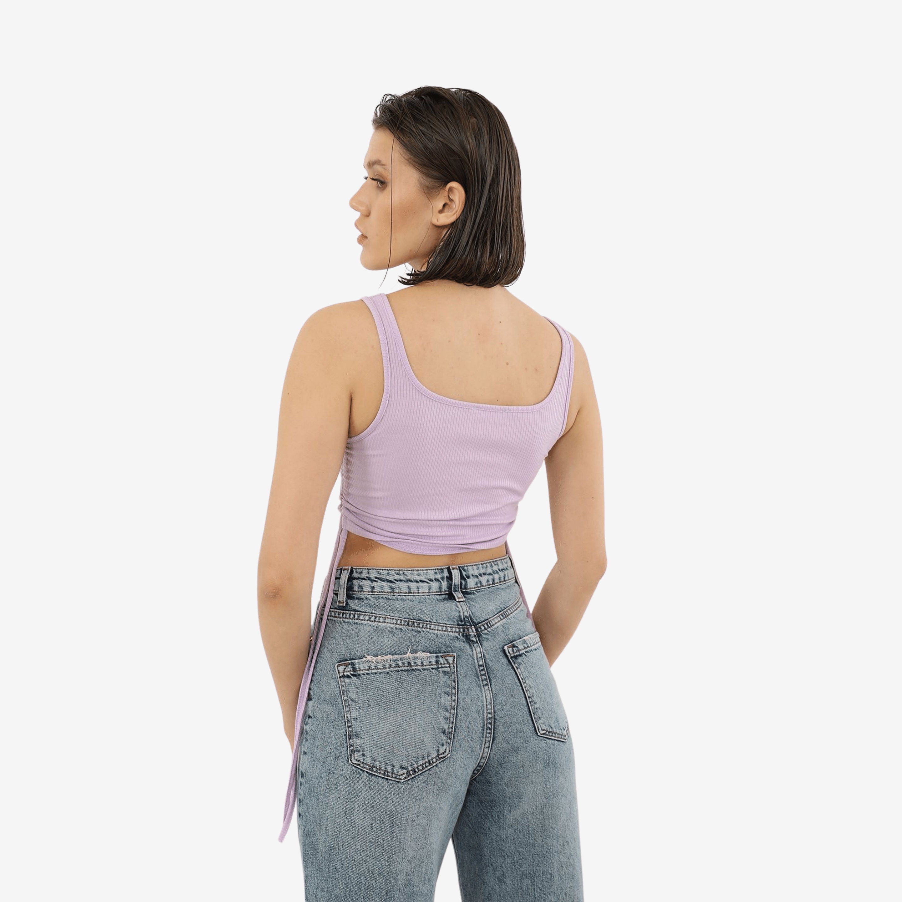 White Sleeveless TShirt with Pleated Detailing on the Sides Etsy