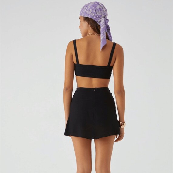 Black Mini Skirt With Side Slit Mini 