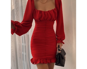 Skin Tight Red Dress - Etsy