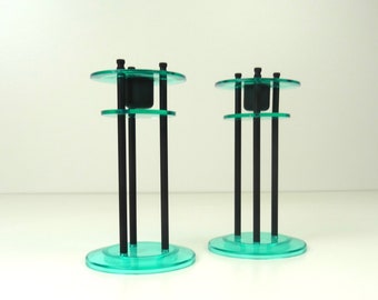 Pair of Postmodern 80s memphis age candlestciks