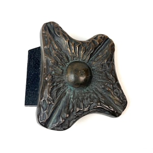 Stunning rare Mid Century Solid Abstract Brutalist Bronze front Door Handle Germany 1960