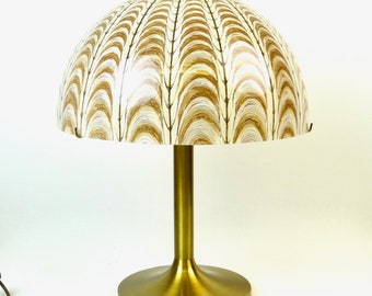 Very Beautiful Mid Century Large Mushroom Lucite & Brass Desk Lamp by Cosack